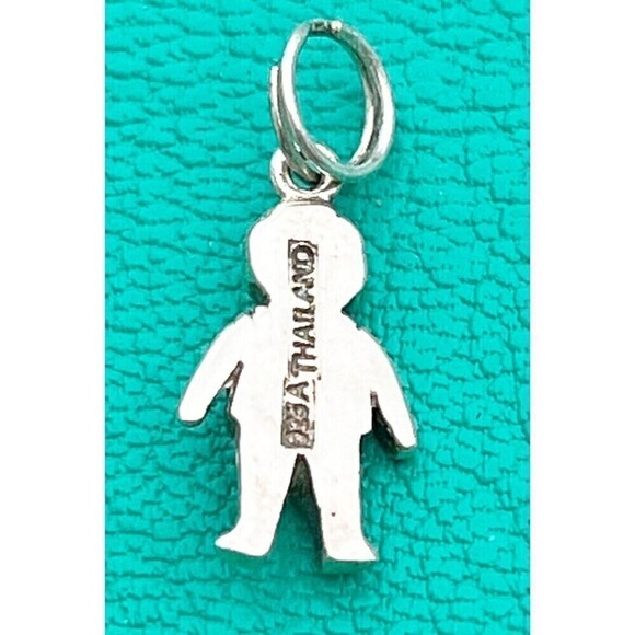 Vintage Sterling Silver Little Boy Charm 925 Pendant Blue Rhinestones Bling - Picture 2 of 6